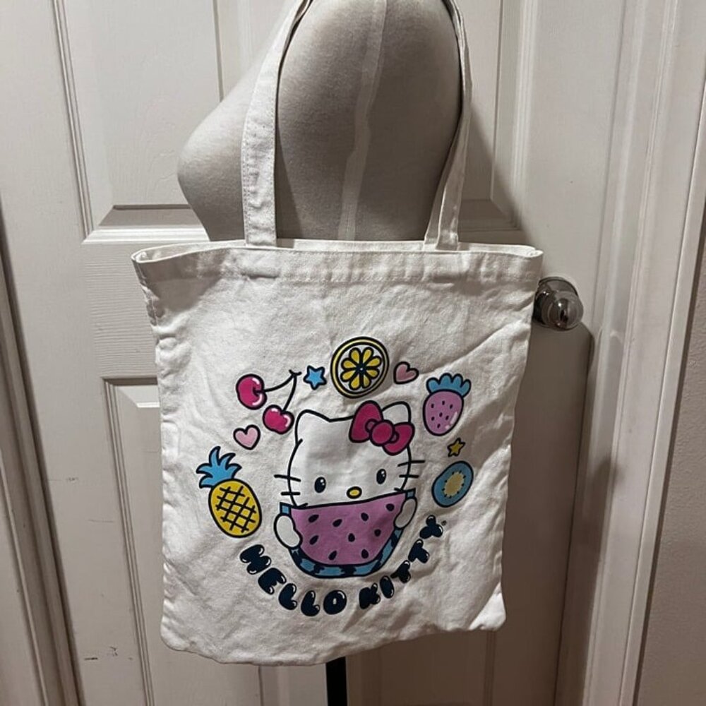Hello Kitty Summer Fruit Canvas Tote Bag